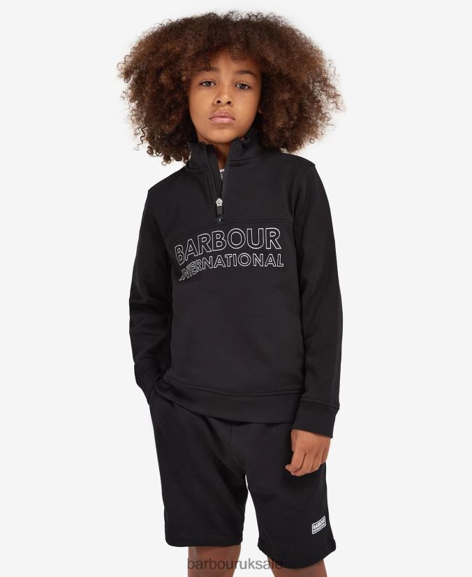 Trick Half-Zip Sweatshirt & Shorts Set Barbour Boys R08LB62536 Clothing Classic Black