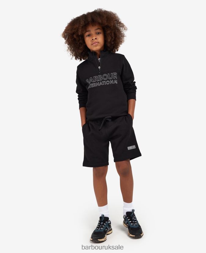 Trick Half-Zip Sweatshirt & Shorts Set Barbour Boys R08LB62536 Clothing Classic Black