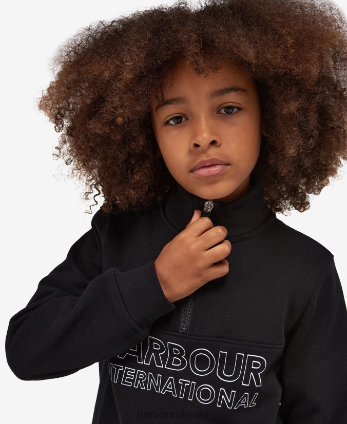 Trick Half-Zip Sweatshirt & Shorts Set Barbour Boys R08LB62536 Clothing Classic Black