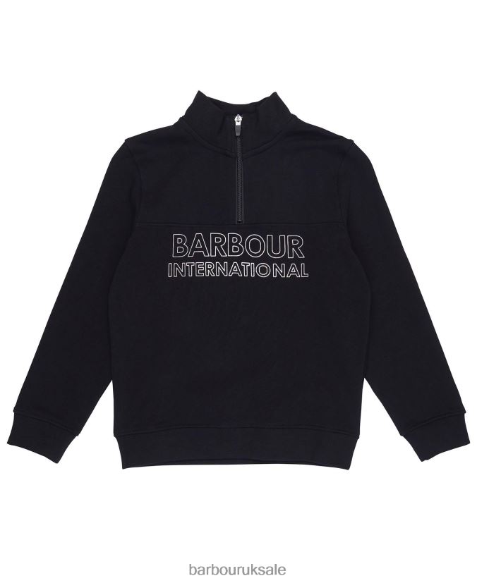 Trick Half-Zip Sweatshirt & Shorts Set Barbour Boys R08LB62536 Clothing Classic Black