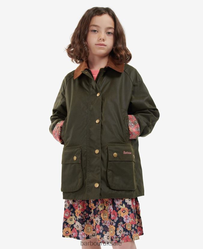 Acorn Waxed Jacket Barbour Girls R08LB62542 Clothing Archive Olive/Retro Floral