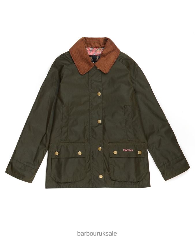 Acorn Waxed Jacket Barbour Girls R08LB62542 Clothing Archive Olive/Retro Floral