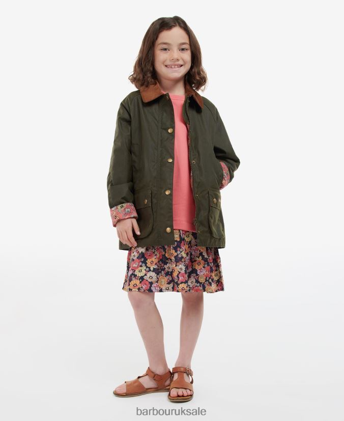 Acorn Waxed Jacket Barbour Girls R08LB62542 Clothing Archive Olive/Retro Floral