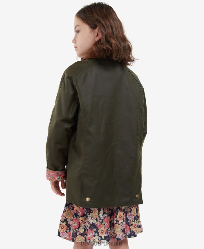 Acorn Waxed Jacket Barbour Girls R08LB62542 Clothing Archive Olive/Retro Floral
