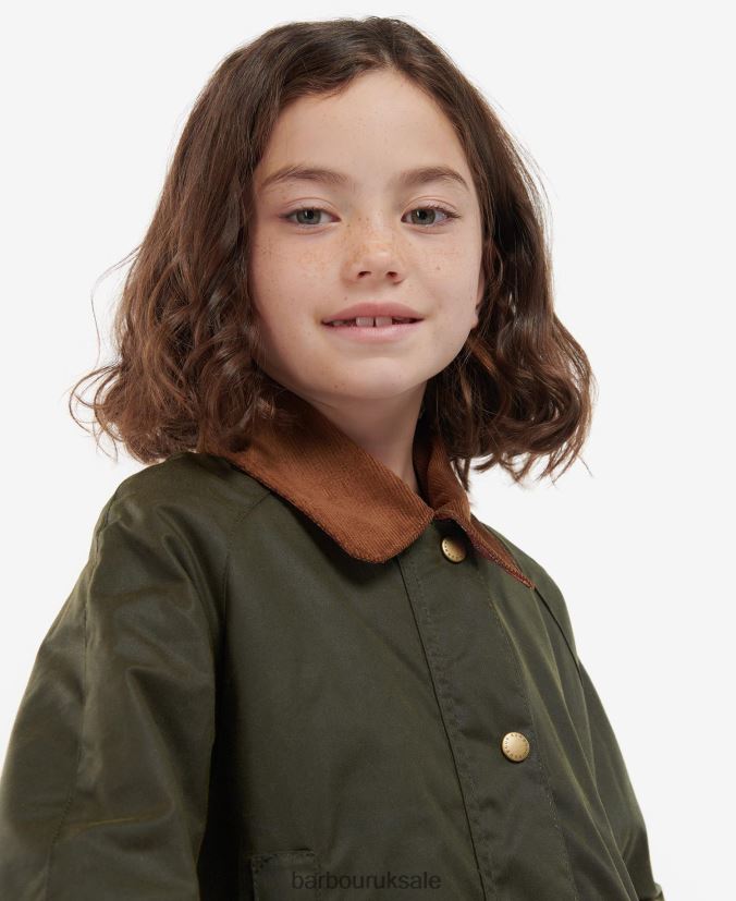 Acorn Waxed Jacket Barbour Girls R08LB62542 Clothing Archive Olive/Retro Floral