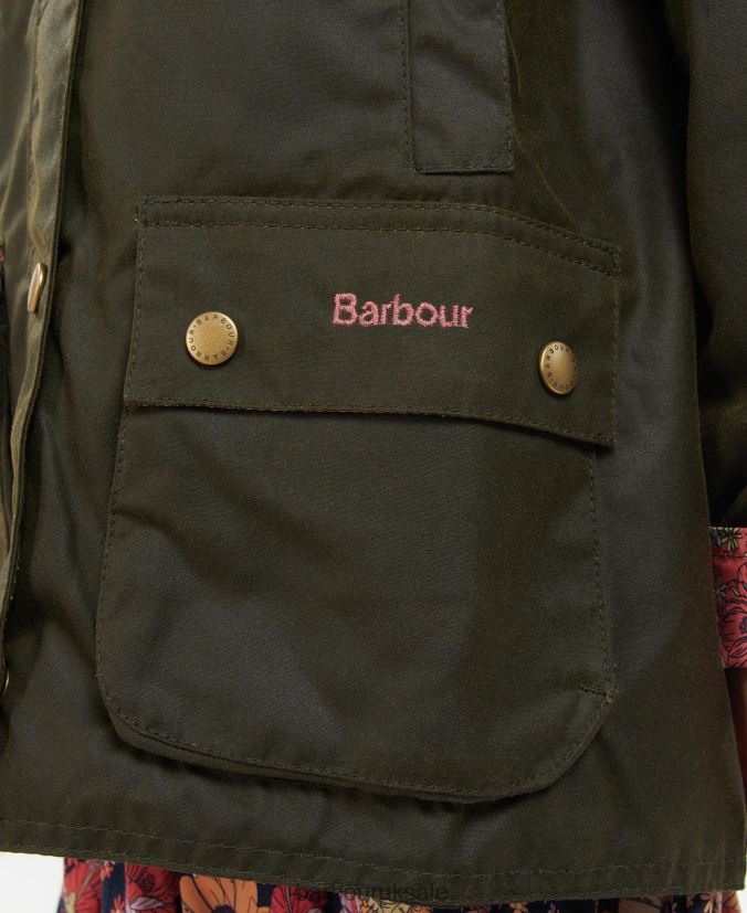 Acorn Waxed Jacket Barbour Girls R08LB62542 Clothing Archive Olive/Retro Floral
