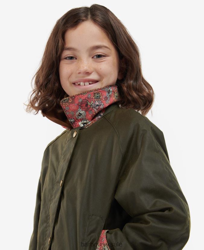 Acorn Waxed Jacket Barbour Girls R08LB62542 Clothing Archive Olive/Retro Floral