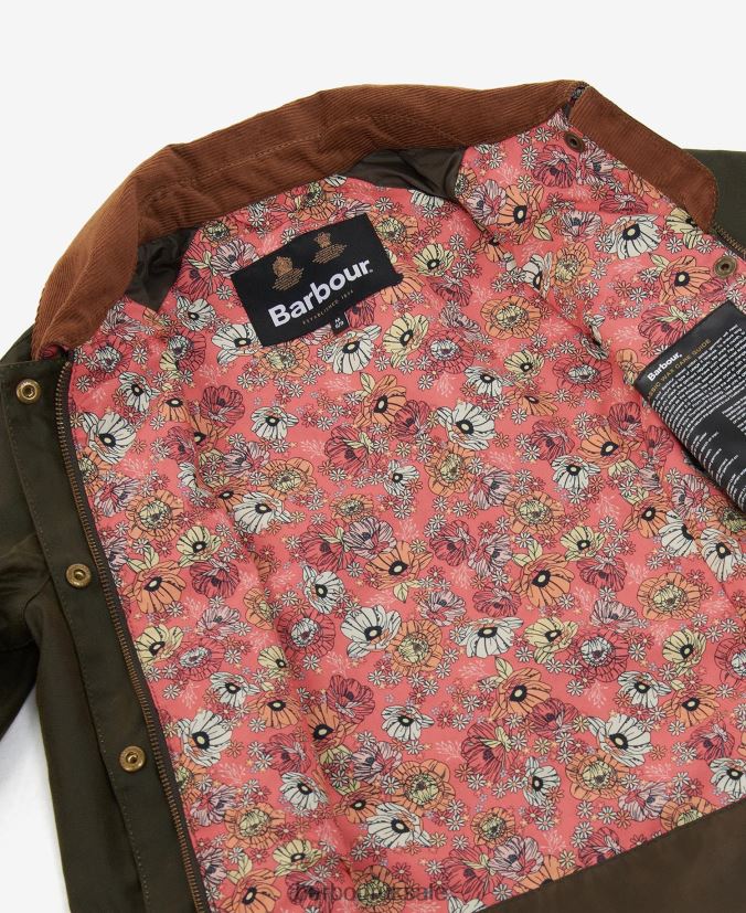 Acorn Waxed Jacket Barbour Girls R08LB62542 Clothing Archive Olive/Retro Floral