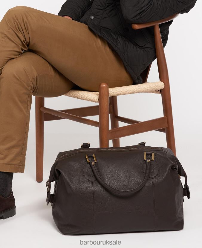 Leather Medium Travel Explorer Bag Barbour Men R08LB62179 Accessories Chocolate