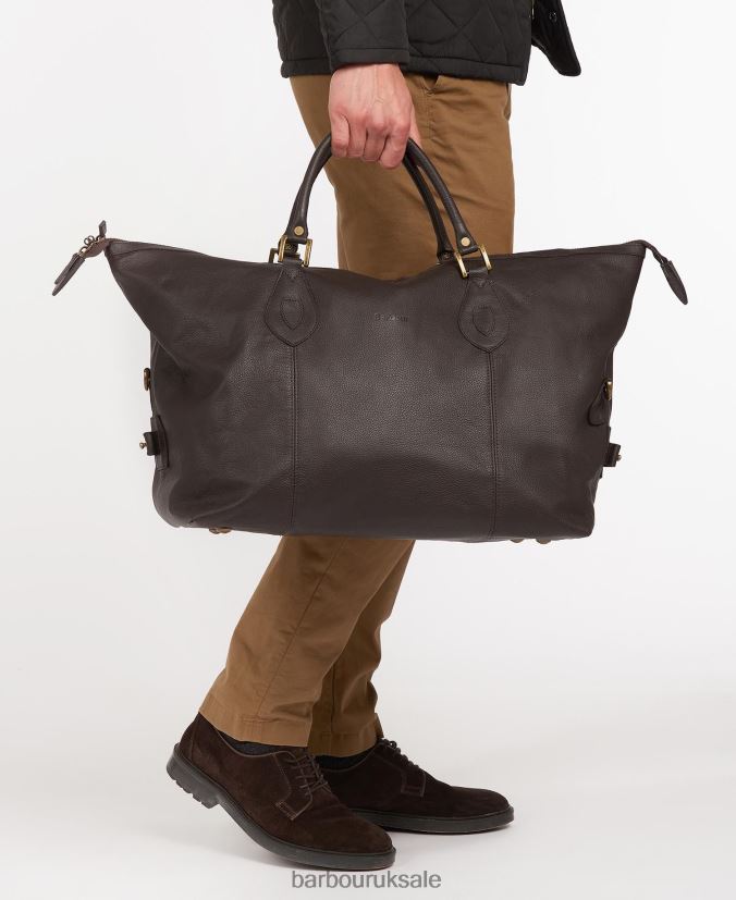 Leather Medium Travel Explorer Bag Barbour Men R08LB62179 Accessories Chocolate