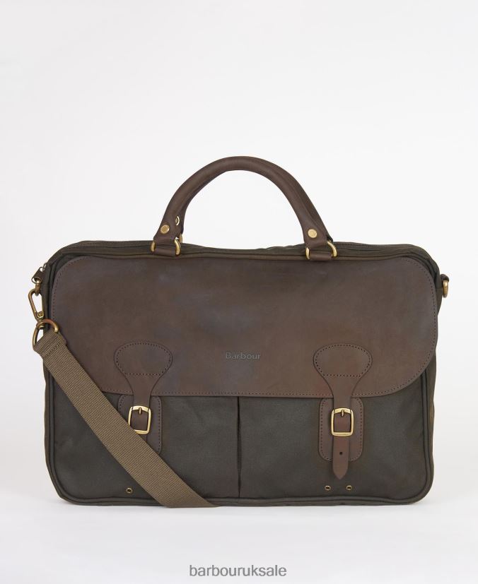 Wax Leather Briefcase Barbour Men R08LB62176 Accessories Navy