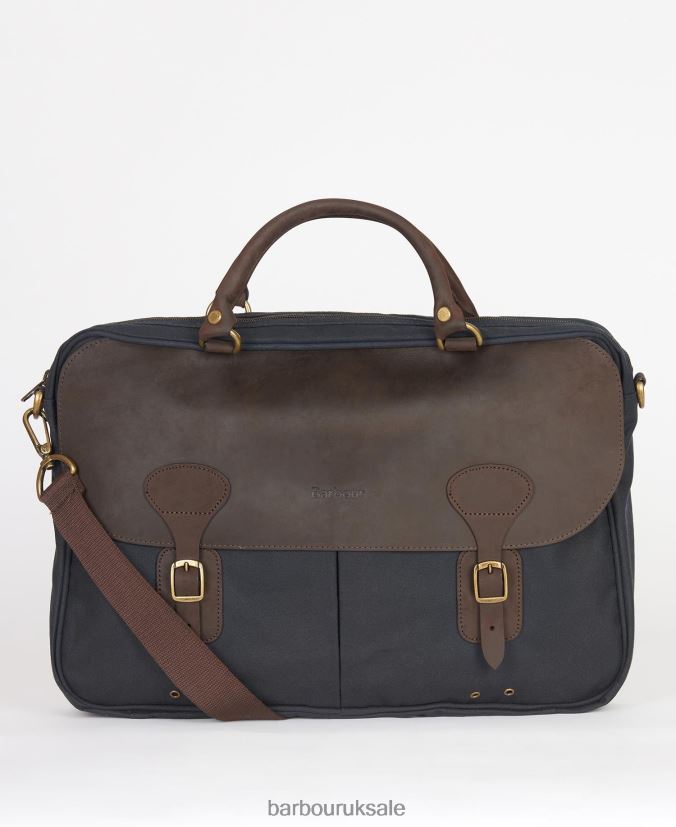 Wax Leather Briefcase Barbour Men R08LB62184 Accessories Navy