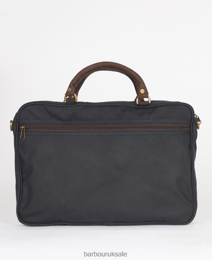 Wax Leather Briefcase Barbour Men R08LB62184 Accessories Navy
