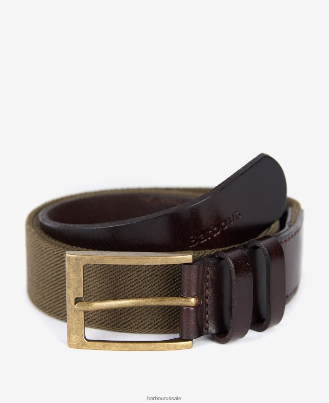 Albyn Leather Webbing Belt Barbour Men R08LB62231 Accessories Khaki Green
