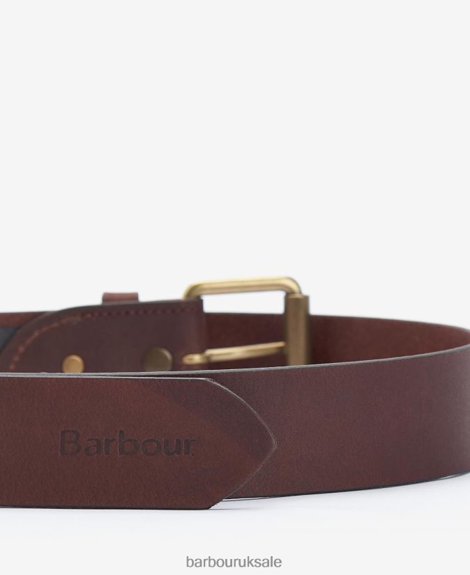 Contrast Leather Belt Barbour Men R08LB62226 Accessories Olive/Brown