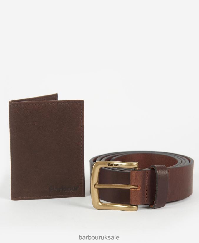 Haydon Wallet & Belt Gift Set Barbour Men R08LB62222 Accessories Dark Brown