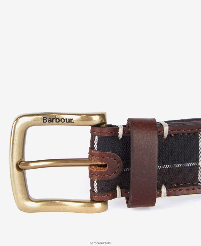 Tartan/Leather Belt Barbour Men R08LB62232 Accessories Classic Brown