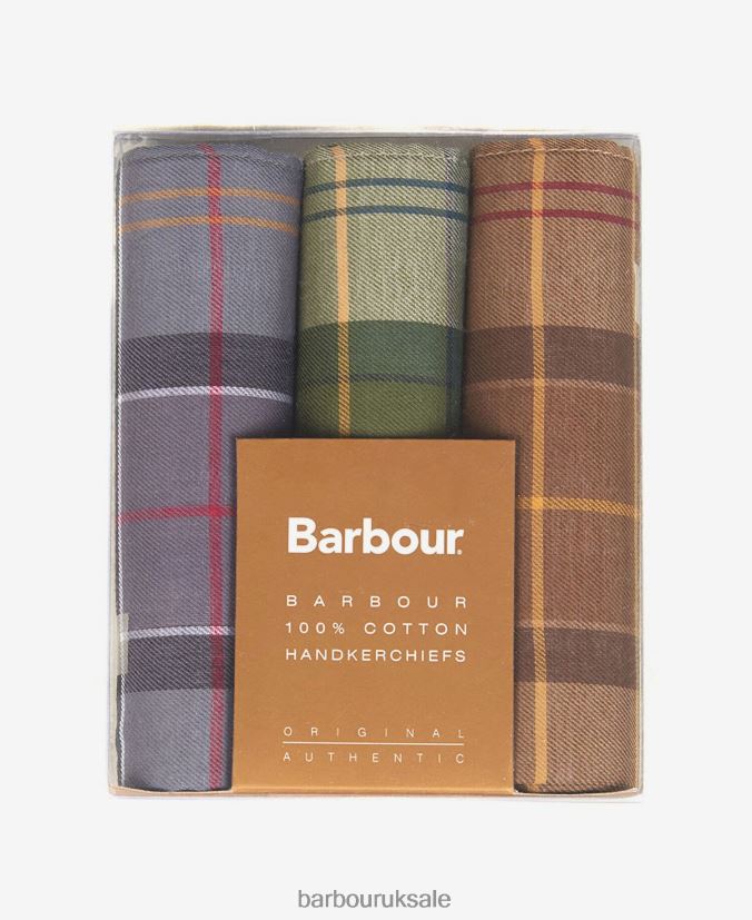 Handkerchief Gift Box Set Barbour Men R08LB62349 Accessories Black Watch/Monochrome