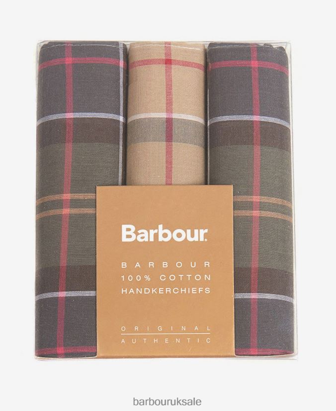 Handkerchief Gift Box Set Barbour Men R08LB62354 Accessories Black Watch/Monochrome