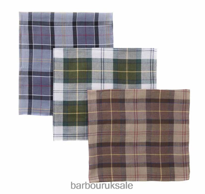 Handkerchief Gift Box Set Barbour Men R08LB62354 Accessories Black Watch/Monochrome