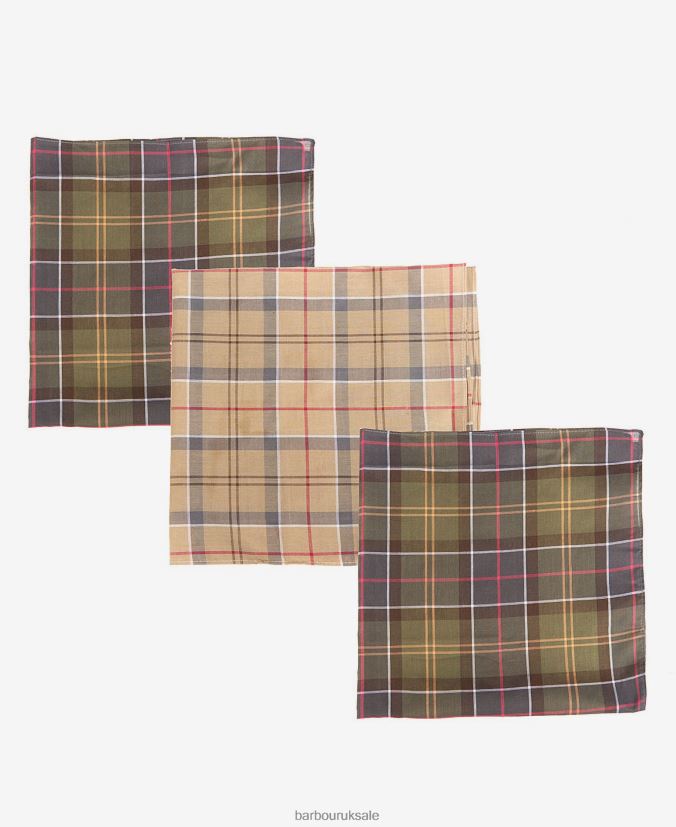 Handkerchief Gift Box Set Barbour Men R08LB62354 Accessories Black Watch/Monochrome