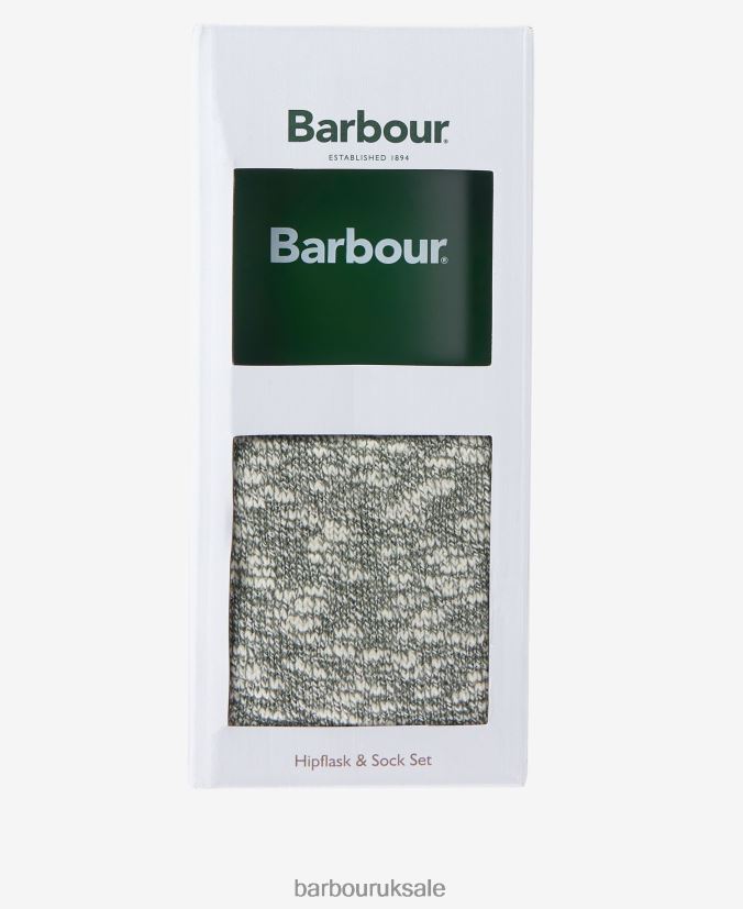 Hip Flask and Sock Gift Set Barbour Men R08LB62361 Accessories Green