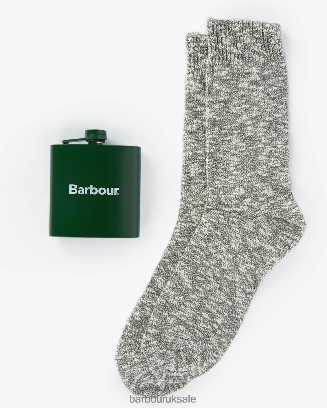 Hip Flask and Sock Gift Set Barbour Men R08LB62361 Accessories Green