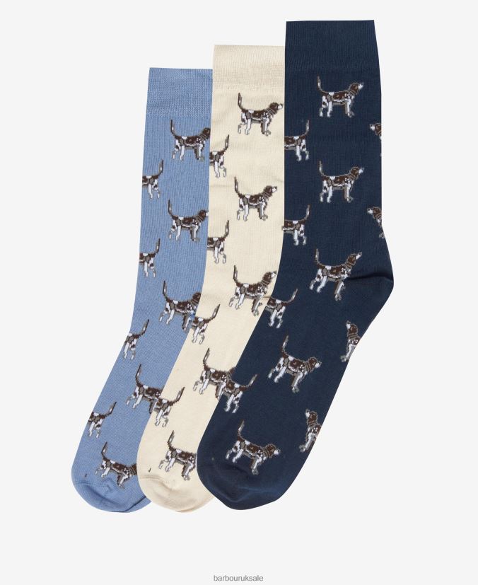 Pointer Dog Socks Gift Set Barbour Men R08LB62371 Accessories Navy/Cream/Blue