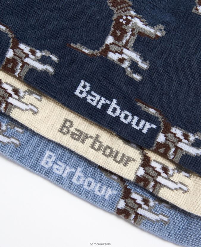 Pointer Dog Socks Gift Set Barbour Men R08LB62371 Accessories Navy/Cream/Blue