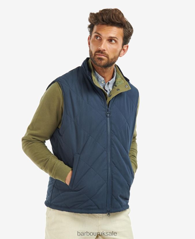 Kurt Quilted Gilet Barbour Men R08LB6246 Clothing Navy/River Birch Tartan