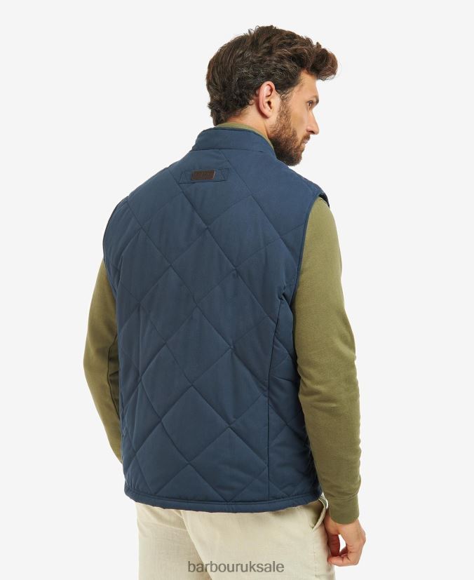 Kurt Quilted Gilet Barbour Men R08LB6246 Clothing Navy/River Birch Tartan
