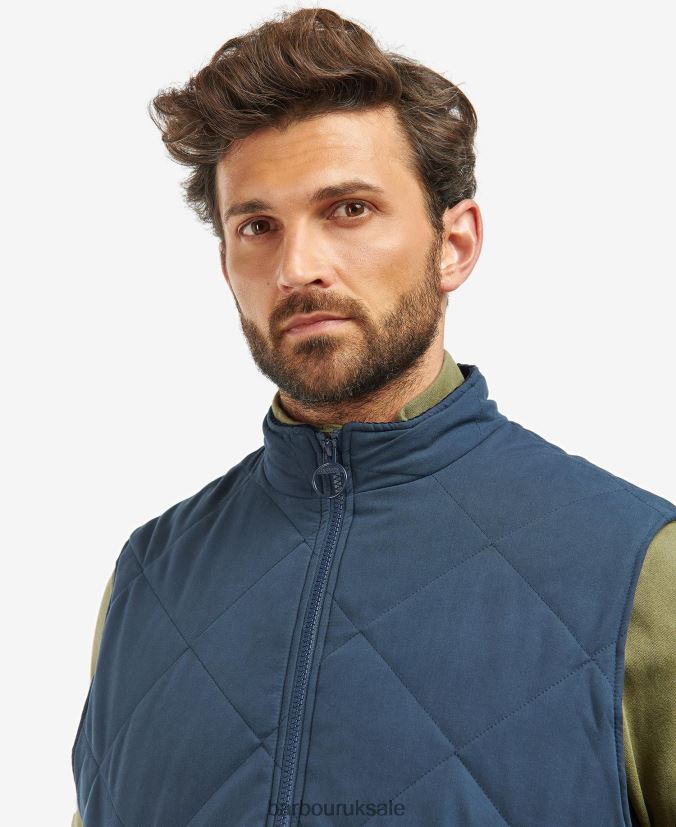 Kurt Quilted Gilet Barbour Men R08LB6246 Clothing Navy/River Birch Tartan