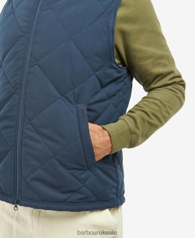 Kurt Quilted Gilet Barbour Men R08LB6246 Clothing Navy/River Birch Tartan