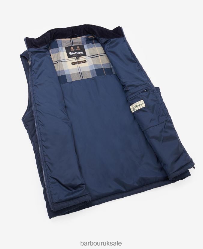 Kurt Quilted Gilet Barbour Men R08LB6246 Clothing Navy/River Birch Tartan