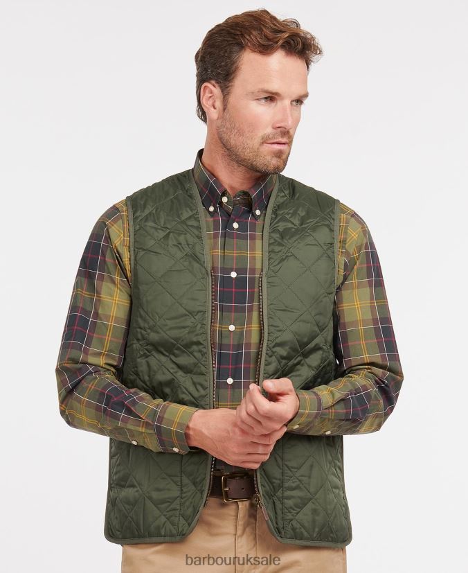 Quilted Waistcoat/Zip-In Liner Barbour Men R08LB62318 Clothing Olive/Ancient