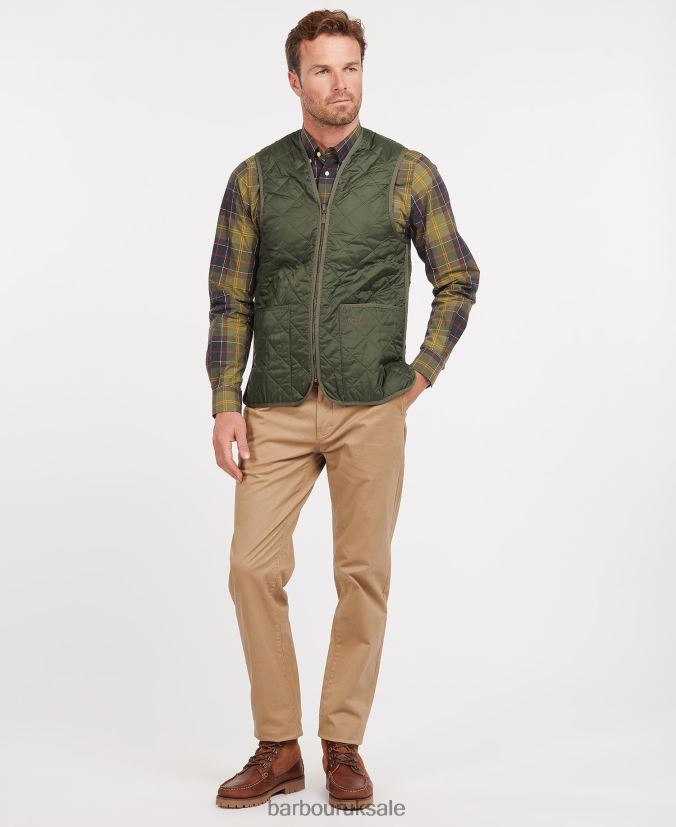 Quilted Waistcoat/Zip-In Liner Barbour Men R08LB62318 Clothing Olive/Ancient