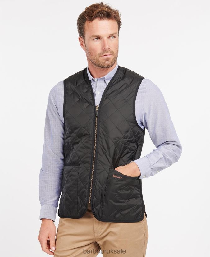 Quilted Waistcoat/Zip-In Liner Barbour Men R08LB62330 Clothing Black/Modern