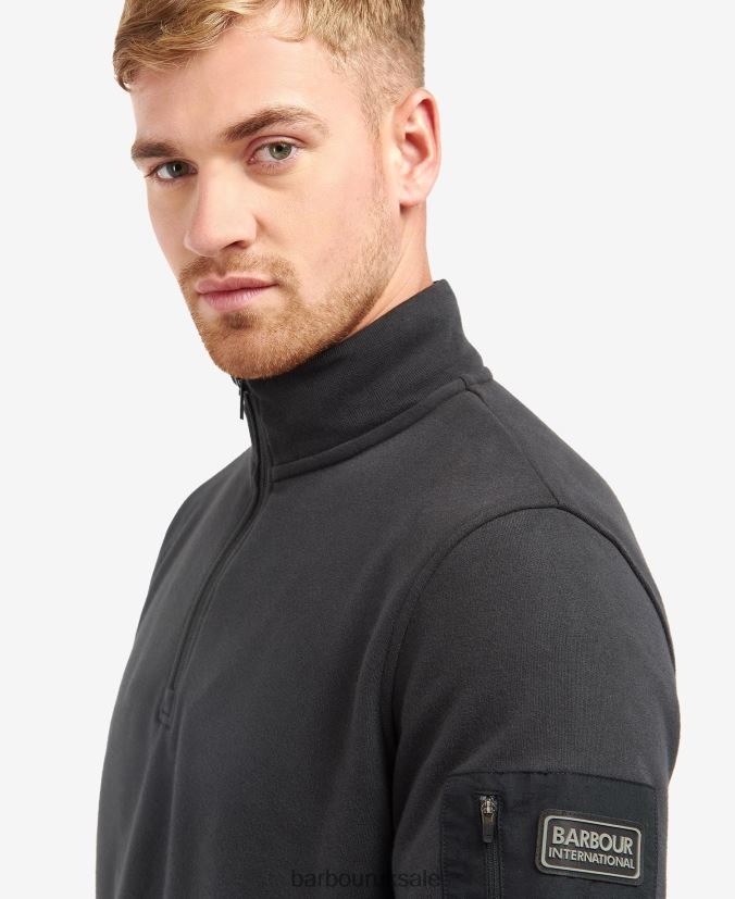 Alloy Half Zip Sweat Barbour Men R08LB61071 Clothing Dark Black