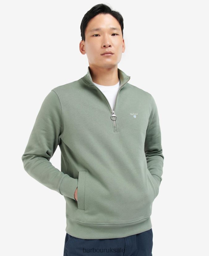 Barbur Rothley Half-Zip Sweatshirt Barbour Men R08LB61061 Clothing Agave Green