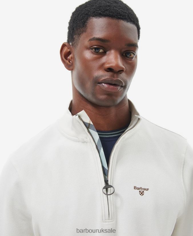 Birkrigg Half Zip Sweatshirt Barbour Men R08LB6991 Clothing White smoke
