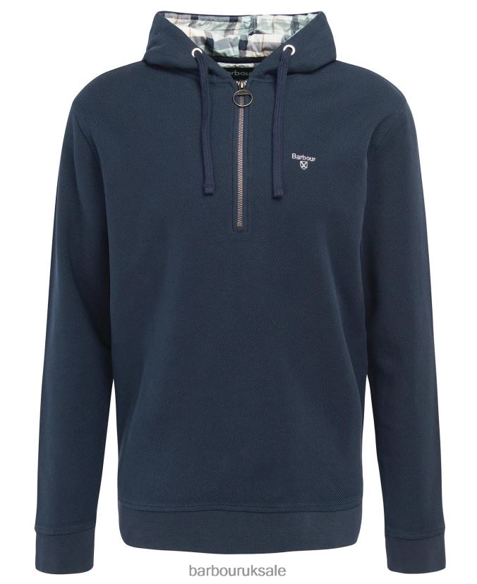 Haverigg Half Zip Hoodie Barbour Men R08LB6985 Clothing Classic Navy