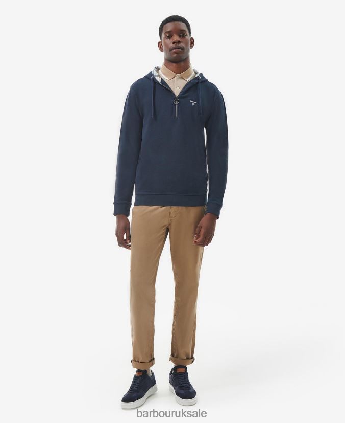 Haverigg Half Zip Hoodie Barbour Men R08LB6985 Clothing Classic Navy