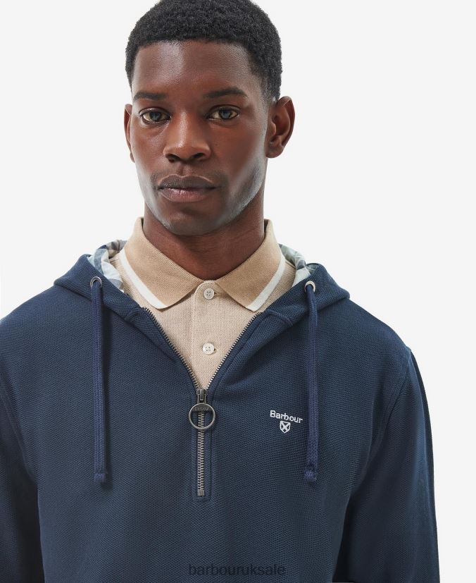 Haverigg Half Zip Hoodie Barbour Men R08LB6985 Clothing Classic Navy