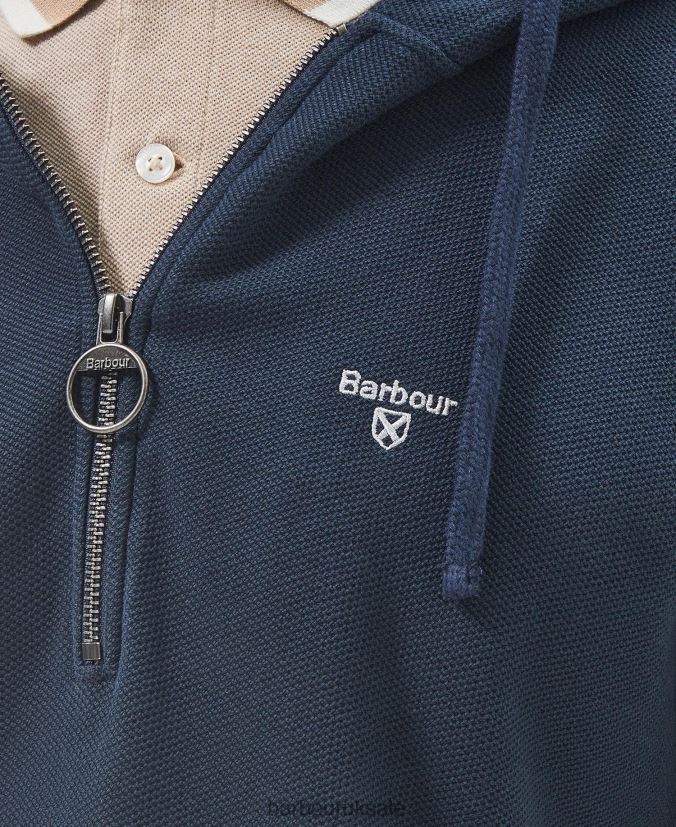Haverigg Half Zip Hoodie Barbour Men R08LB6985 Clothing Classic Navy