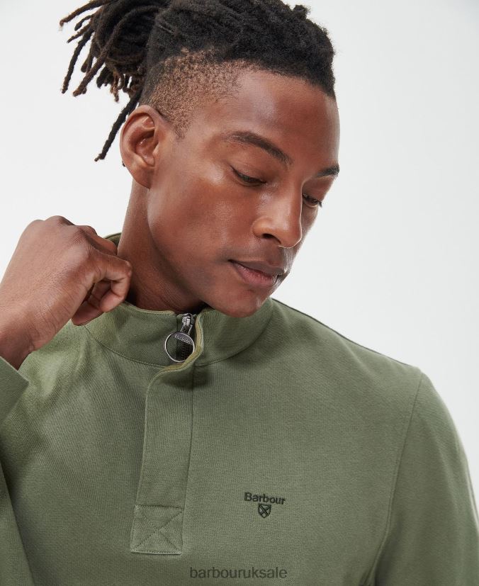 Kiphill Half-Zip Sweatshirt Barbour Men R08LB61026 Clothing Burnt Olive