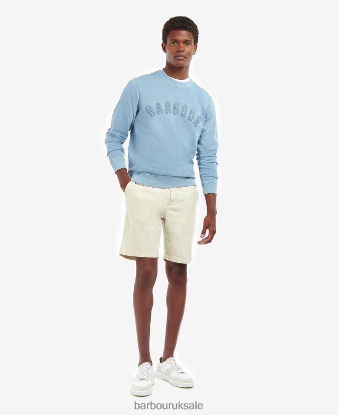 Large Logo Crew Neck Sweater Barbour Men R08LB61042 Clothing Powder Blue