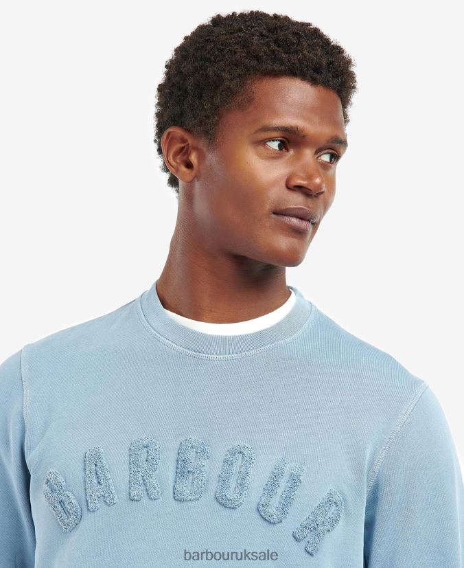 Large Logo Crew Neck Sweater Barbour Men R08LB61042 Clothing Powder Blue