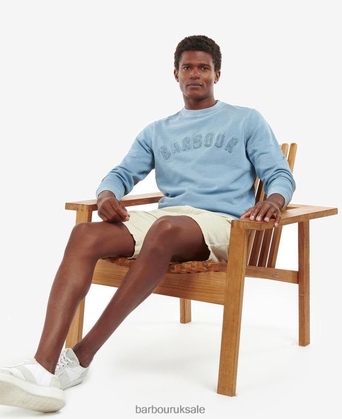 Large Logo Crew Neck Sweater Barbour Men R08LB61042 Clothing Powder Blue