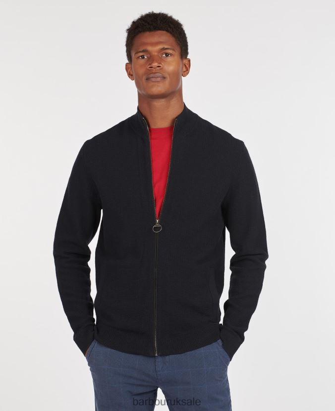 Abhainn Zip Through Sweater Barbour Men R08LB61084 Clothing Grey Marl