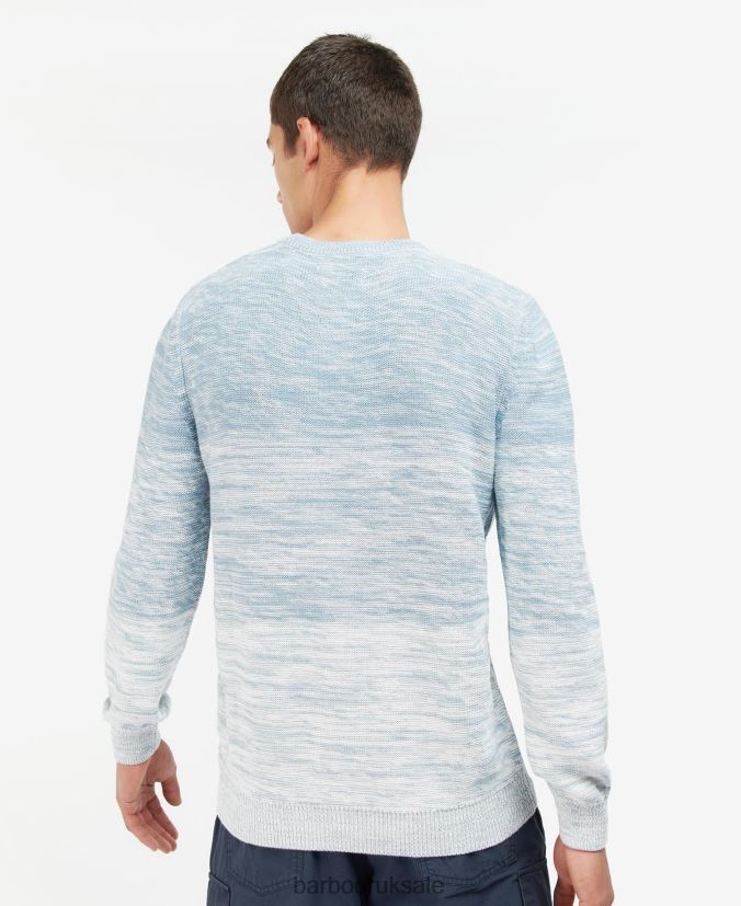 Brading Ombre Knitted Crew Neck Jumper Barbour Men R08LB61123 Clothing Powder Blue